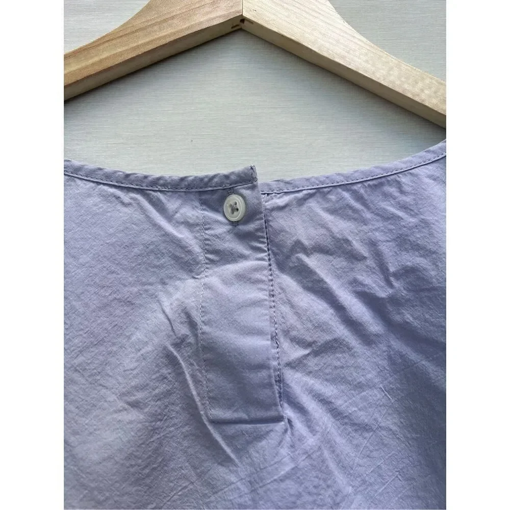 Madewell Cutout Drawstring Keyhole Poplin Puff Sleeve Crop Top Periwinkle Small